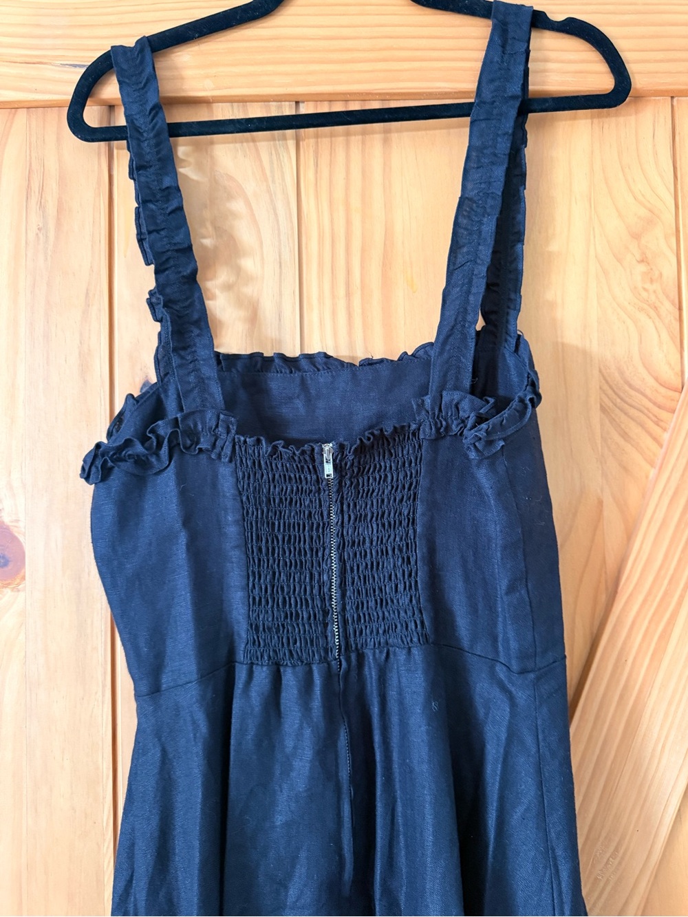 Reformation Black Square-Neck Tiered Midi Dress with Ruffle Straps - Picture 7 of 7